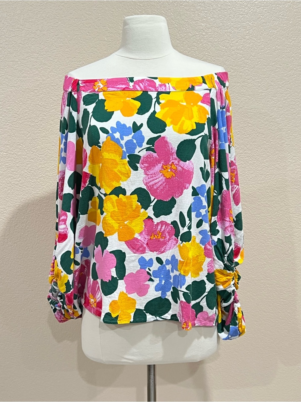 Sugarlips Floral Off Shoulder Balloon Sleeve Blouse Size Large - Picture 8 of 11